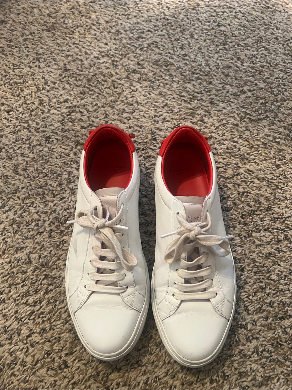 Givenchy White Leather Sneakers with Red Interior